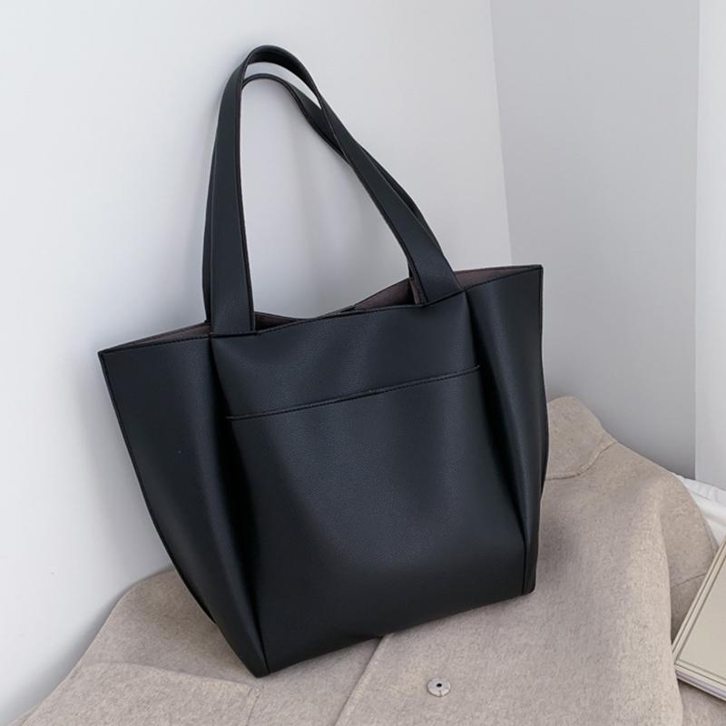 Yogodlns Damen-Umhängetaschen mit großer Kapazität, hochwertiges PU-Leder, Retro-Tragetaschen 31x13x31cm schwarz