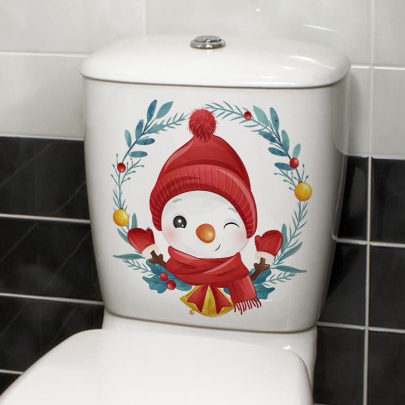Weihnachten Szene Dekoration Aufkleber Liefert Toilette Schlafzimmer Aufkleber Kreative hund Cartoon Wasserdichte Aufkleber Haus Dekoration M