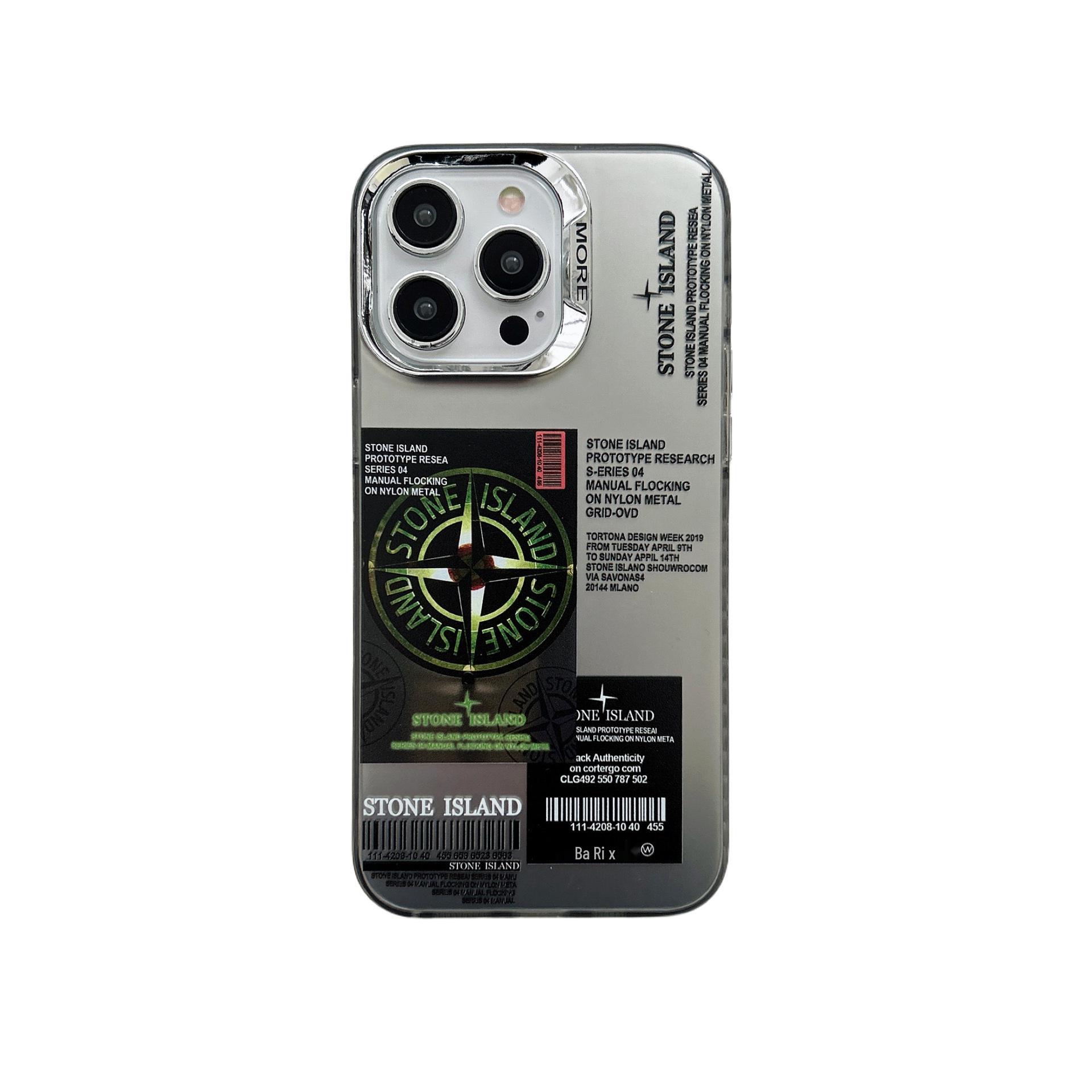 Stone Island Streetwear Galvanisiertes Silber Etui für iPhone 15 Pro Max iPhone 13