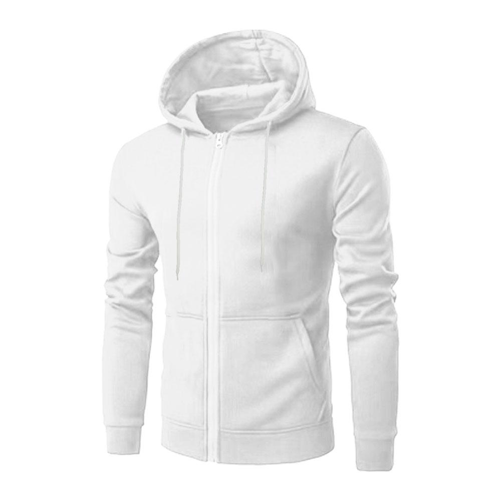 Herren Hoodie Einfarbig Basic Kapuzenjacke Cardigan Sweatshirt Frühling Herbst Lässig Herren Streetwear Trainingsanzug Männlich XL weiß
