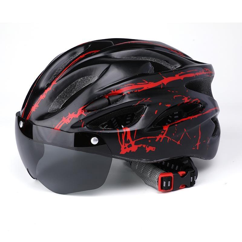 Neuer Fahrradhelm, Antikollisions-Sport-Fahrradhelm mit Rücklicht, tragbar, leicht, ultraleicht, verstellbar, für Erwachsene schwarz/rot