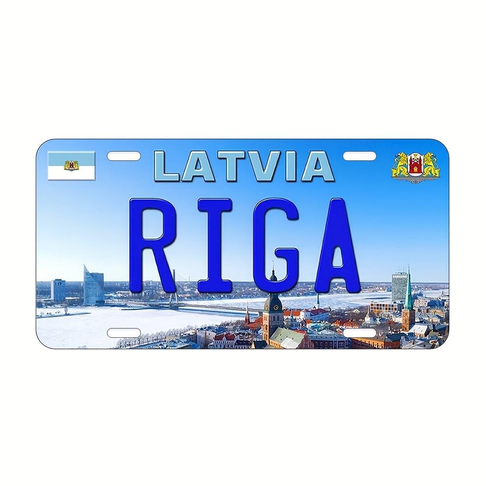 Lettland Riga Stadtbild Vintage Kennzeichen Stil Aluminium Metallschild Retro Lettisches Reise Souvenir Wandkunst Dekoration für Zuhause Bar 15x30cm(5.9x7.8inch)