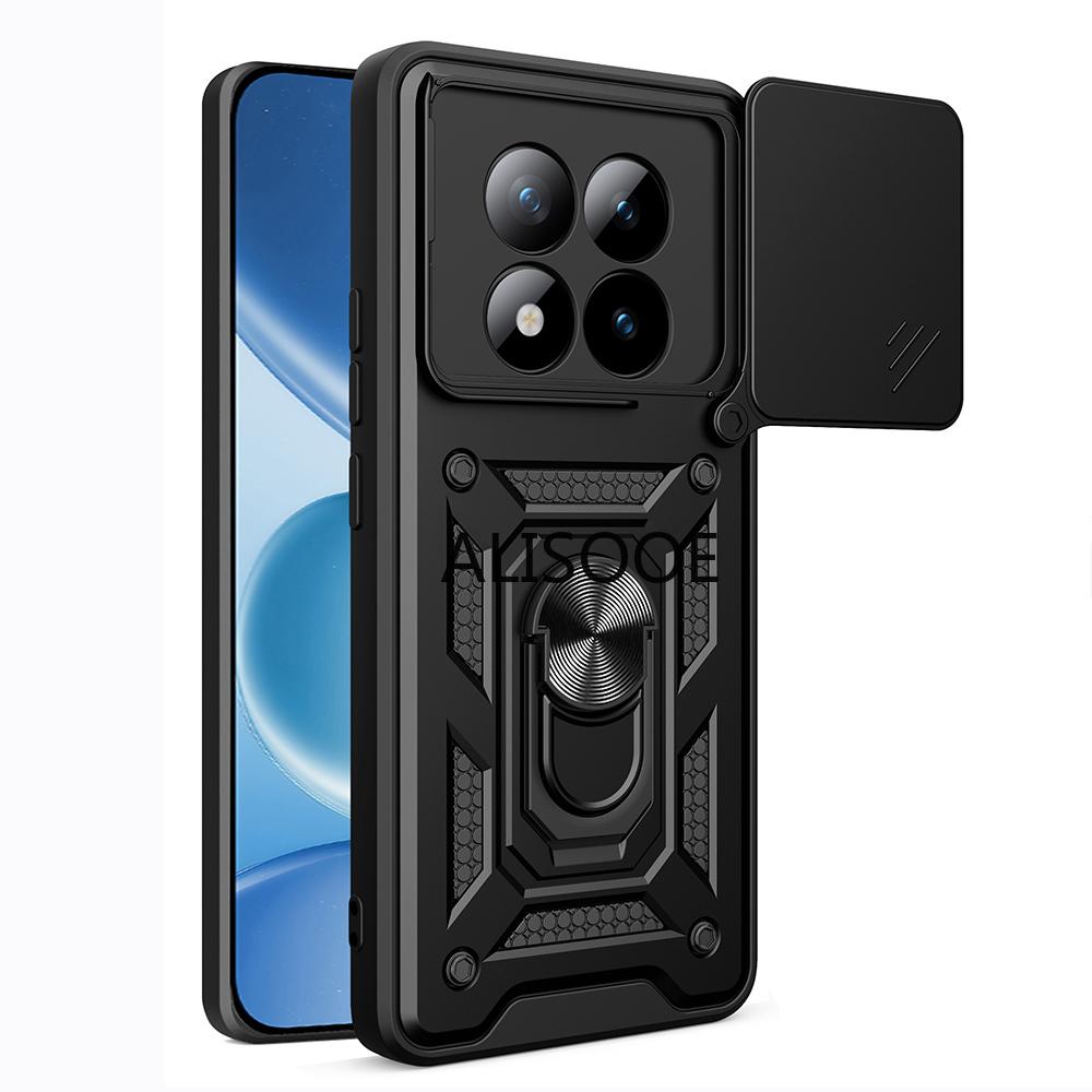 Schiebekamera Hülle für Xiaomi Redmi Note 15 Pro Plus Hülle für Redmi Note 15 Pro 5G Capa Ringständer Halter Stoßfeste Abdeckung Redmi Note 15 5G schwarz