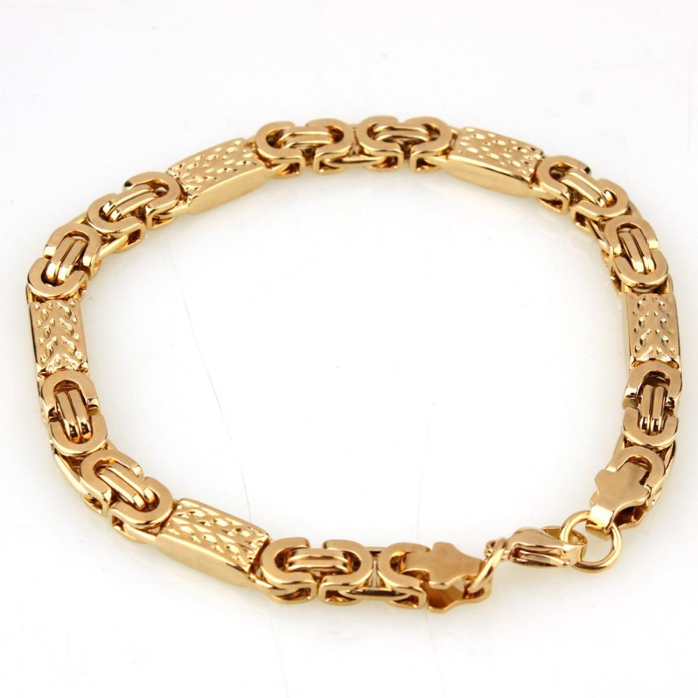 Gold 6mm Byzantinische Kette Halskette/Armband 316L Edelstahl Herren Großhandelspreis Modeschmuck 22cm