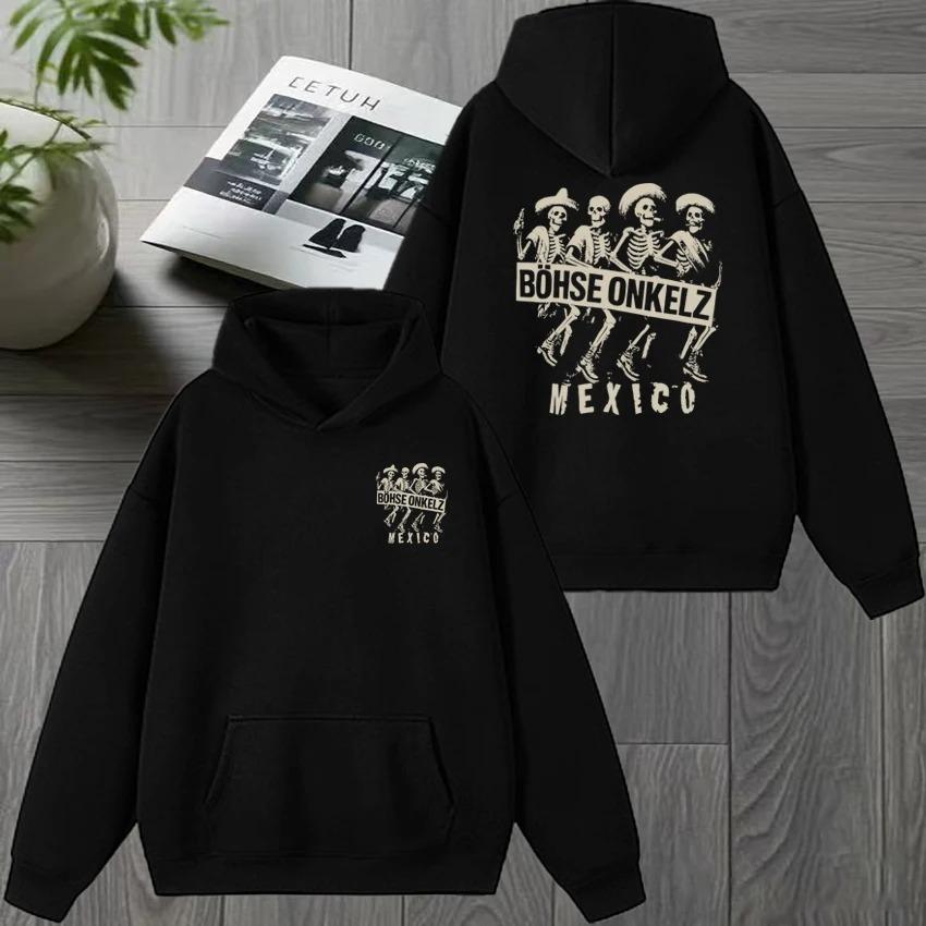 Rockband Böhse Onkelz Tour 2026 Beidseitiger Druck Winter Hoodies Herren Damen Vintage Hip Hop Streetwear Unisex Fleece Sweatshirt 4XL schwarz