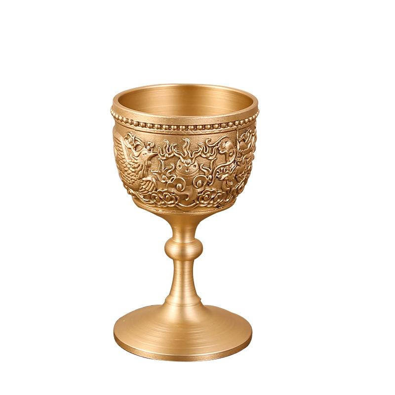 Messing Kelch Kelch Wein Tasse Kirche Taufe Requisiten Home Decor Gold Dragon Phoenix gold