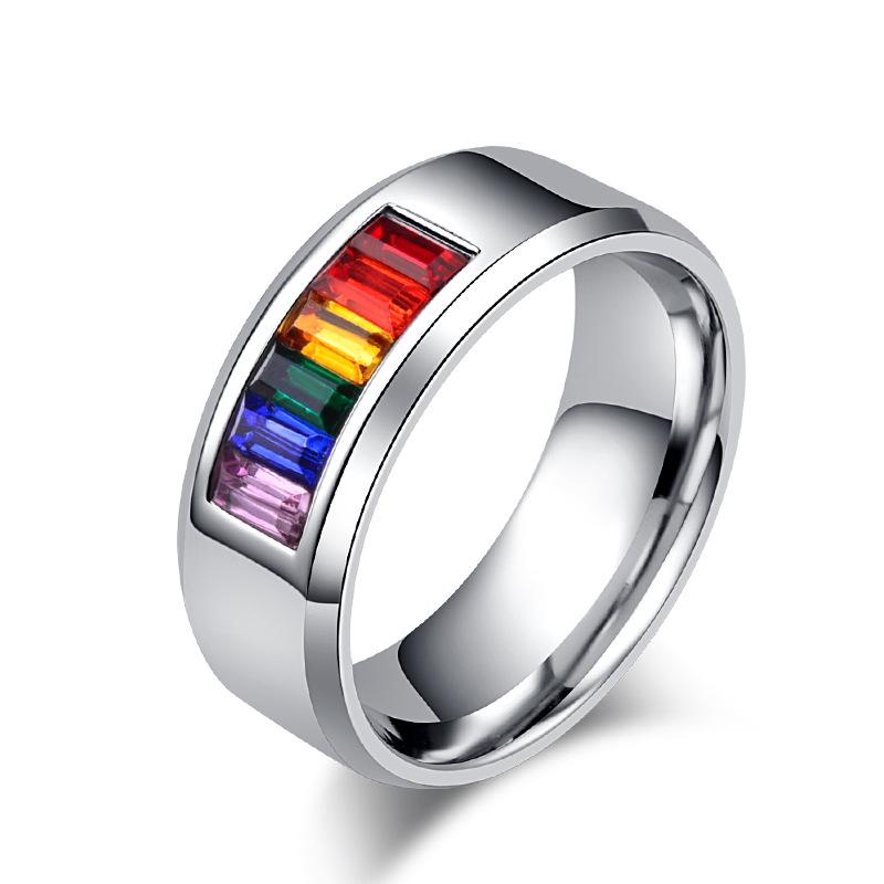 Titan-Stahl-Regenbogen-Ring für Herren und Damen, modischer Ring, Paar-Paar-Ring-Schmuck 5# silber