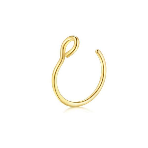 Kleiner dünner U-förmiger gefälschter Nasenring Goldfarbener Nasenring Piercings Mode einfacher Nasenring Unisex-Schmuck Geschenke gold