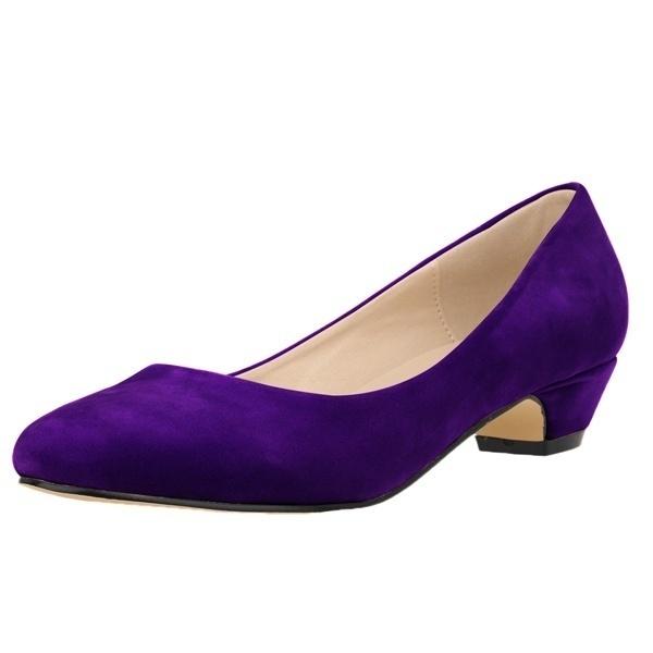 LOSLANDIFEN Neue High Heels Flock Schuhe Frau Dicke Frauen Pumpen Party Spitz Frauen Plattform Heels 36 violett
