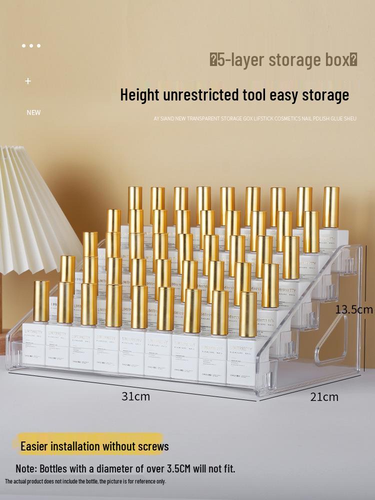 Mehrschichtige transparente Nagellack-Ausstellungs- und Aufbewahrungsbox für Nailart, Lippenstifte, Lidschatten und UV-Gel-Werkzeuge.