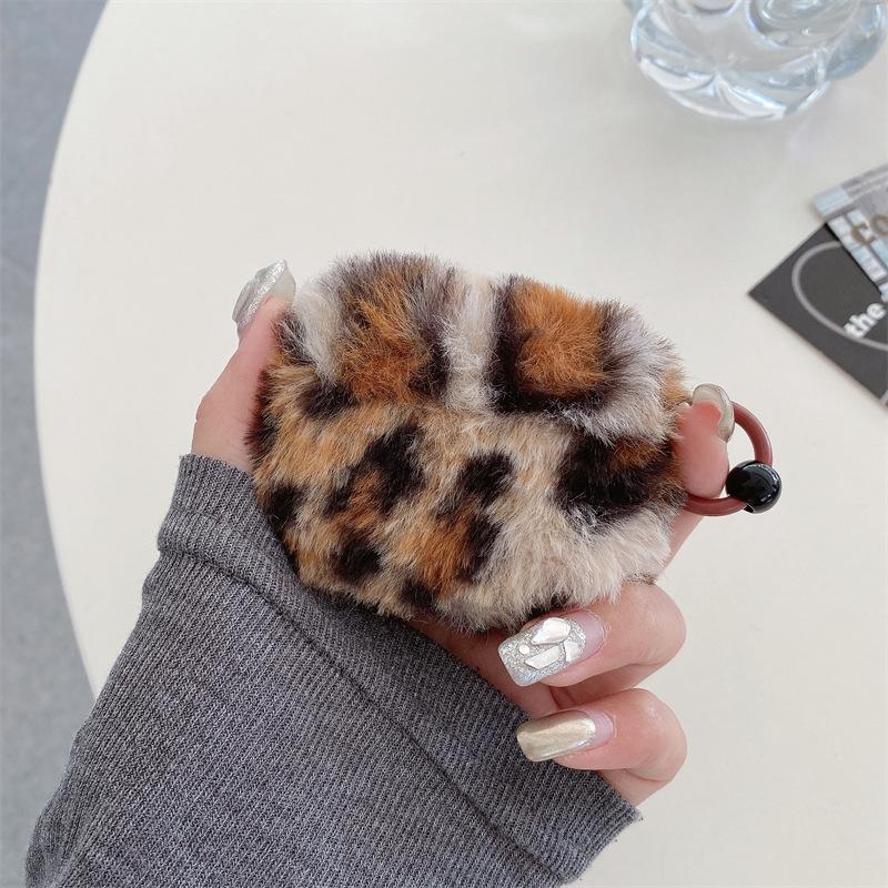 Für Airpods 4 Hülle 2024, Niedliche Rosa Leopard Plüsch Schutz Kopfhörer TPU Hülle Für Airpod 4 Hülle Mädchen Frauen Funda For Airpods 4 2024