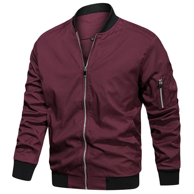 2024 Herrenjacke Frühling und Herbst Lässiger lockerer Herbstreißverschluss Verschleißfester winddichter leichter Mantel 6XL weinrot