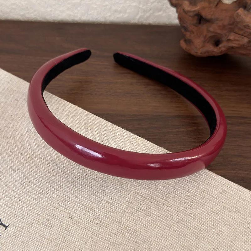 Leder Stirnbänder Neue Retro Rote Haarbänder für Frauen Mode Haarreifen Haarbänder Weibliches Haaraccessoire Weihnachtsgeschenke dunkelrote