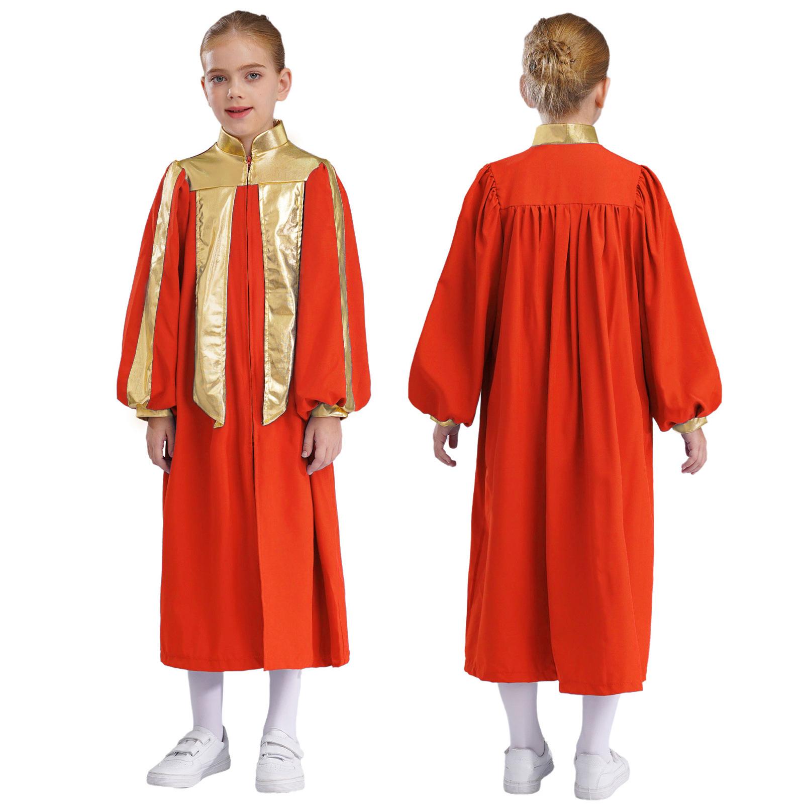 Chorrobe für Jungen und Mädchen, für die Kirche, Taufe, Kostüm, Reißverschluss, Abschlusskleid für die Schule 5-6 Years rot