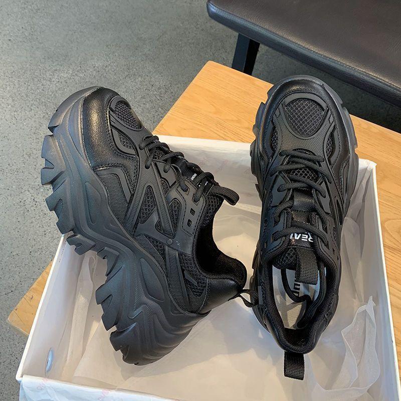 Neu Frauen Neue Mode Plattform Sport Schuhe Frauen Sommer Schwarz Casual Chunky Turnschuhe Frauen Mesh Leder Plattform 40 gray