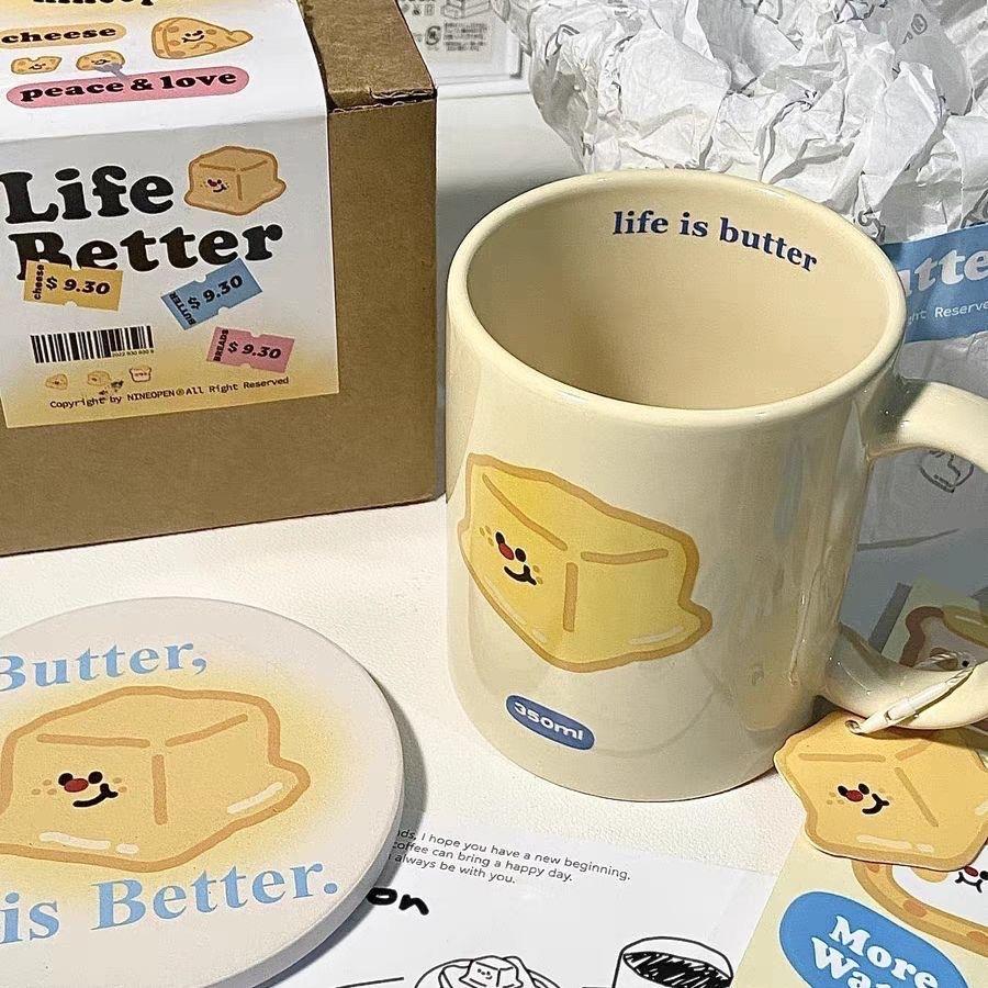 Süße Cartoon-Käse-Käse-Tasse für Zuhause, Wohnheim, Frühstück, Milchkaffee-Tasse, Geburtstagsgeschenk, Paar-Tasse 301-400ml