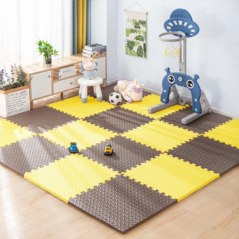 Puzzlematte für Kinder, Fliesen, Schaumstoff, Baby-Spielmatte, Kinderteppich, Matte für Heimtrainingsgeräte, Bodenpolsterung für Kinder 16pcs gelb/braun