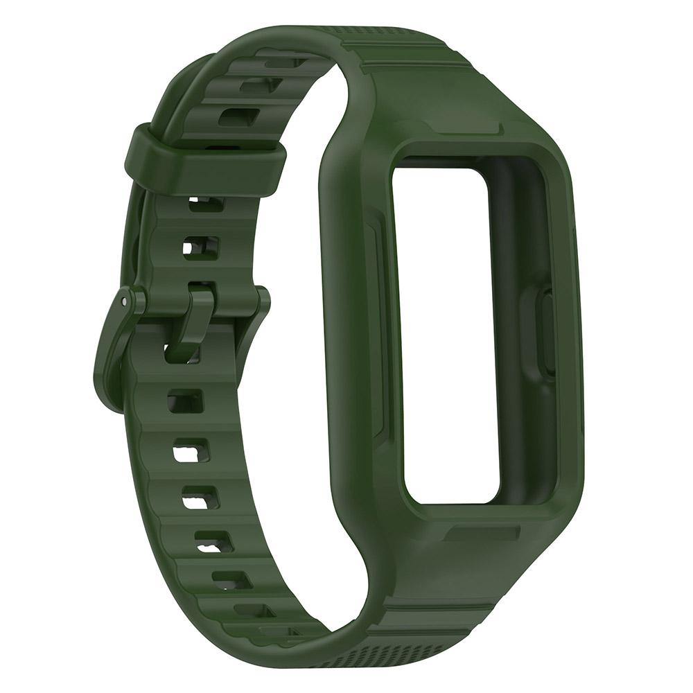 Silikonarmband für Huawei Band 9 8 7 6 Armband Armband für Honor Band 6/Honor Band 7 Integriertes Band + Hülle Huawei Band 6/7/8 armee grüne