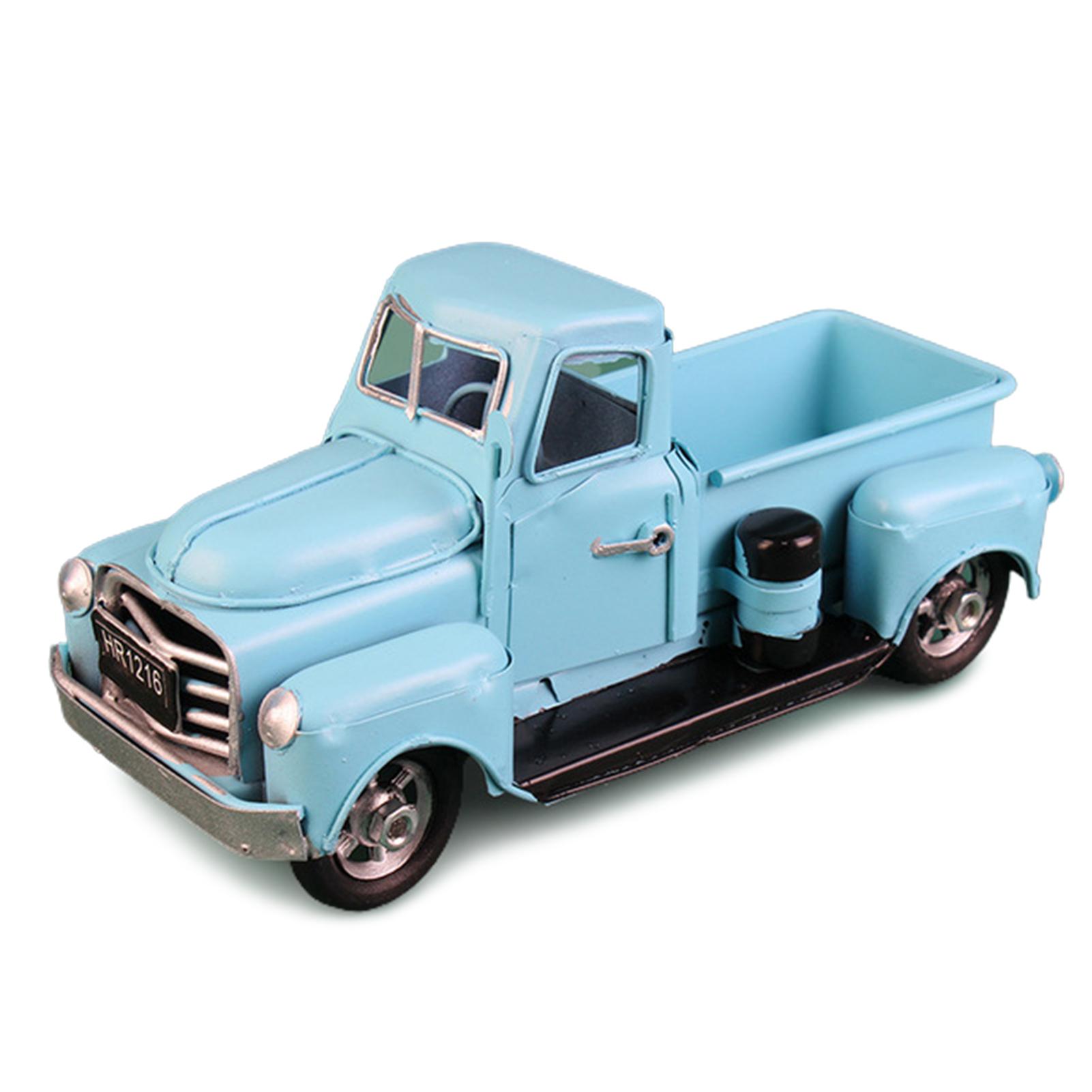 Klassischer rustikaler Pickup-Truck aus Metall im Vintage-Stil, rote Weihnachtsdekoration für Zuhause und Büro blau