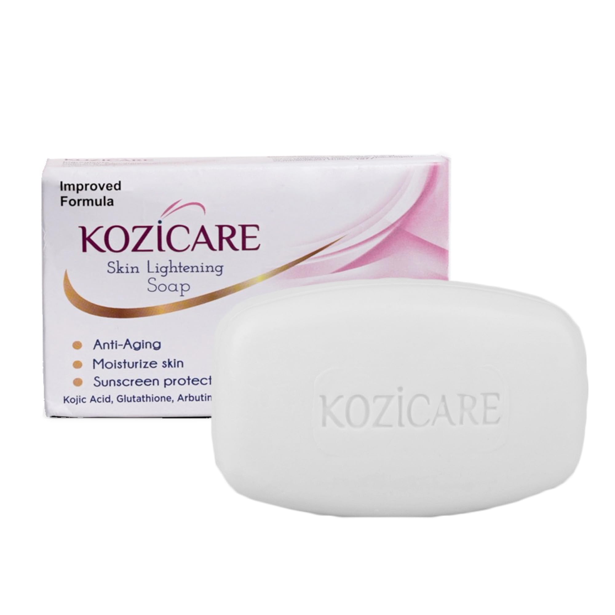 Kozicare Kojinsäureseife & Glutathionseife | Baden | Bad für Männer & Frauen | für das Bad | Spendet Feuchtigkeit | Reduziert Pigmentflecken | Sanftes Peeling - 75 white