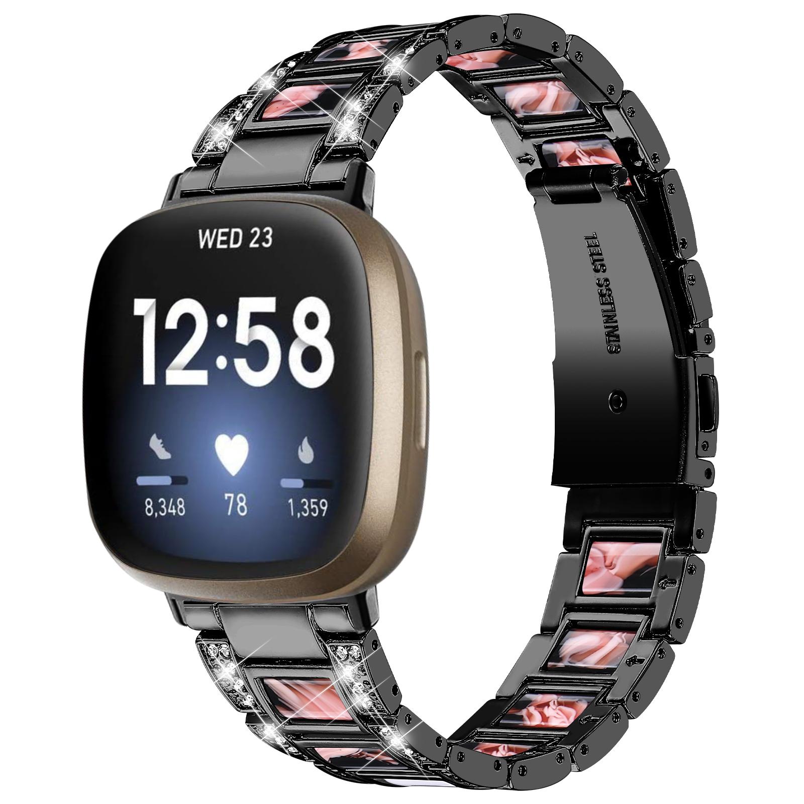 Diamantarmband für Fitbit Versa 4 3 Sense 2 Band Smartwatch-Zubehör Harz Edelstahl Metallarmband Fitbit Versa 3 Armband For Fitbit Versa 3 gray