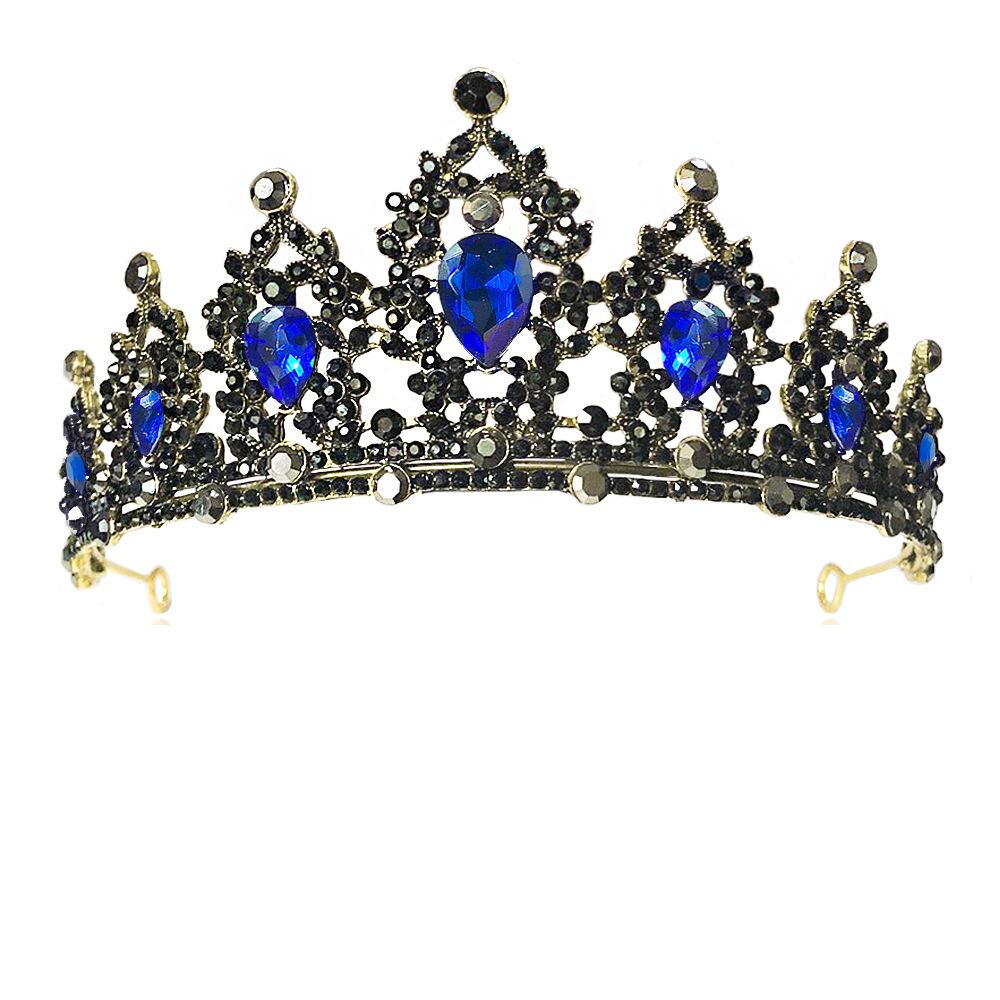 Halloween Barock Retro Schwarz Luxuriöse Krone Braut Diadem Hochzeitskleid Geburtstag Königin Krone gray