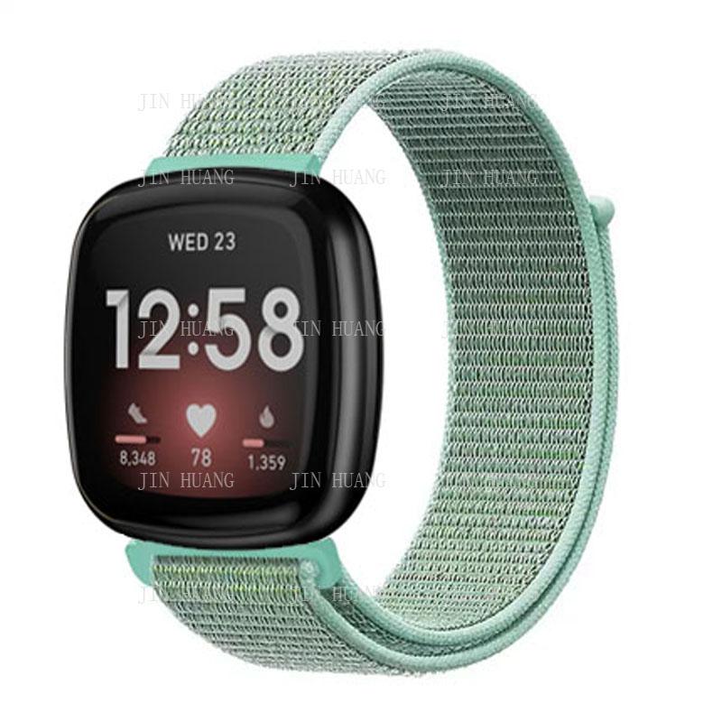 Nylonarmband für Fitbit Versa 4 3 2 Lite Smartwatch-Band Ersatz Uhrenarmband für Fitbit Sense 2 Schlaufe Correa Armband versa 3 or Sense grün