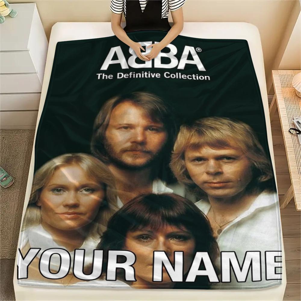 1 Stück Personalisierte Decke mit ABBA-Muster aus Flanell, geeignet für alle Jahreszeiten, für Heimdekoration, Wärme und Komfort, Geschenke, Weihnachtsgeschenk 130cmx150cm brown