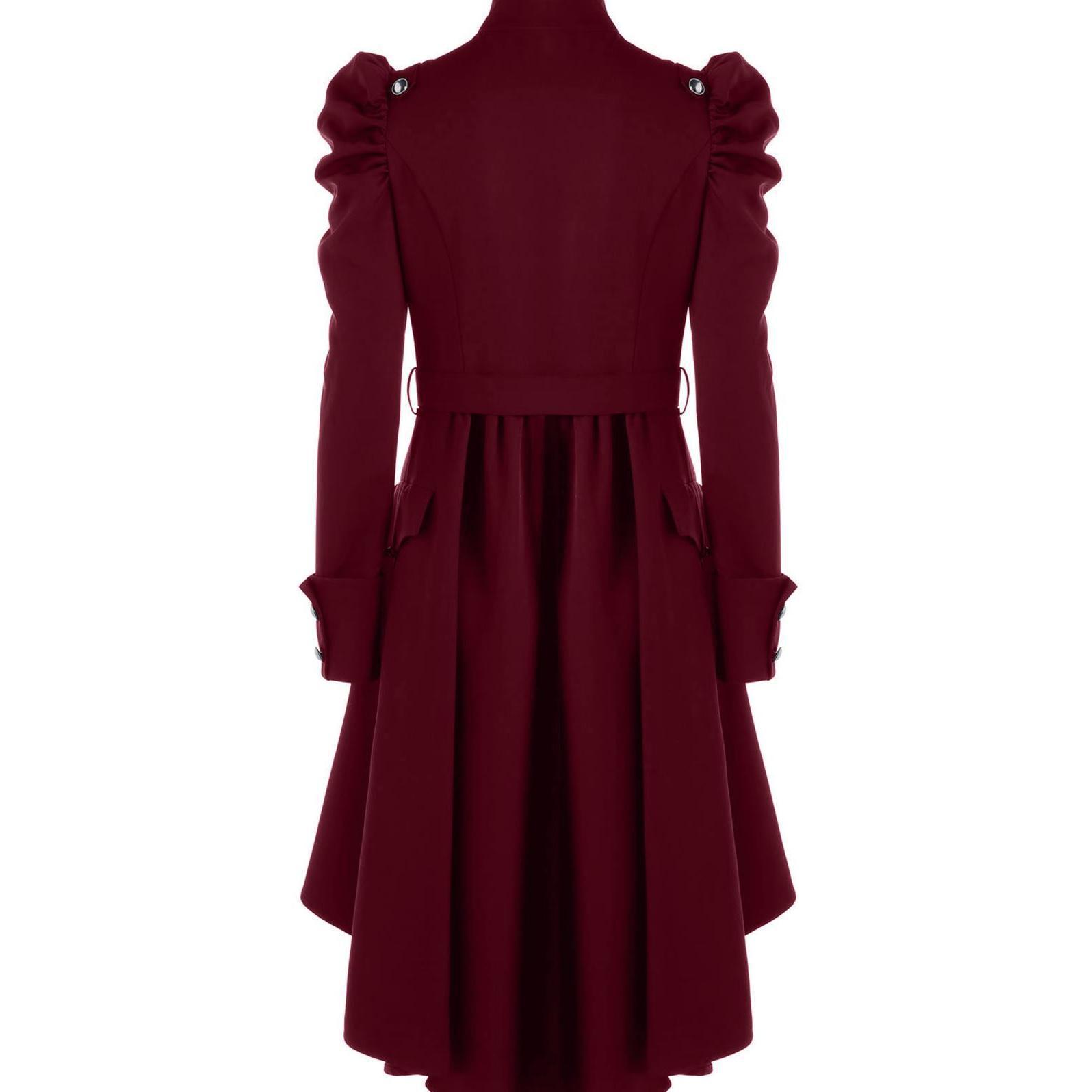 Frauen Mode Steampunk Militär Mantel Vintage Gothic Viktorianischen Frack Herbst Winter Damen Armee Uniform Jacke XXL rot