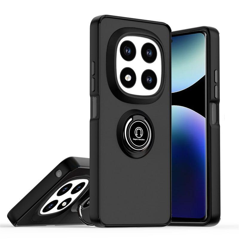 Armor Mattes Magnetisches Case Für Xiaomi Redmi Note 14 13 8 Pro Plus 12 Turbo 10 8T 5G Ringhalter Handyhüllen Redmi 14C 13C Hülle Redmi Note 14 5G (Global) schwarz