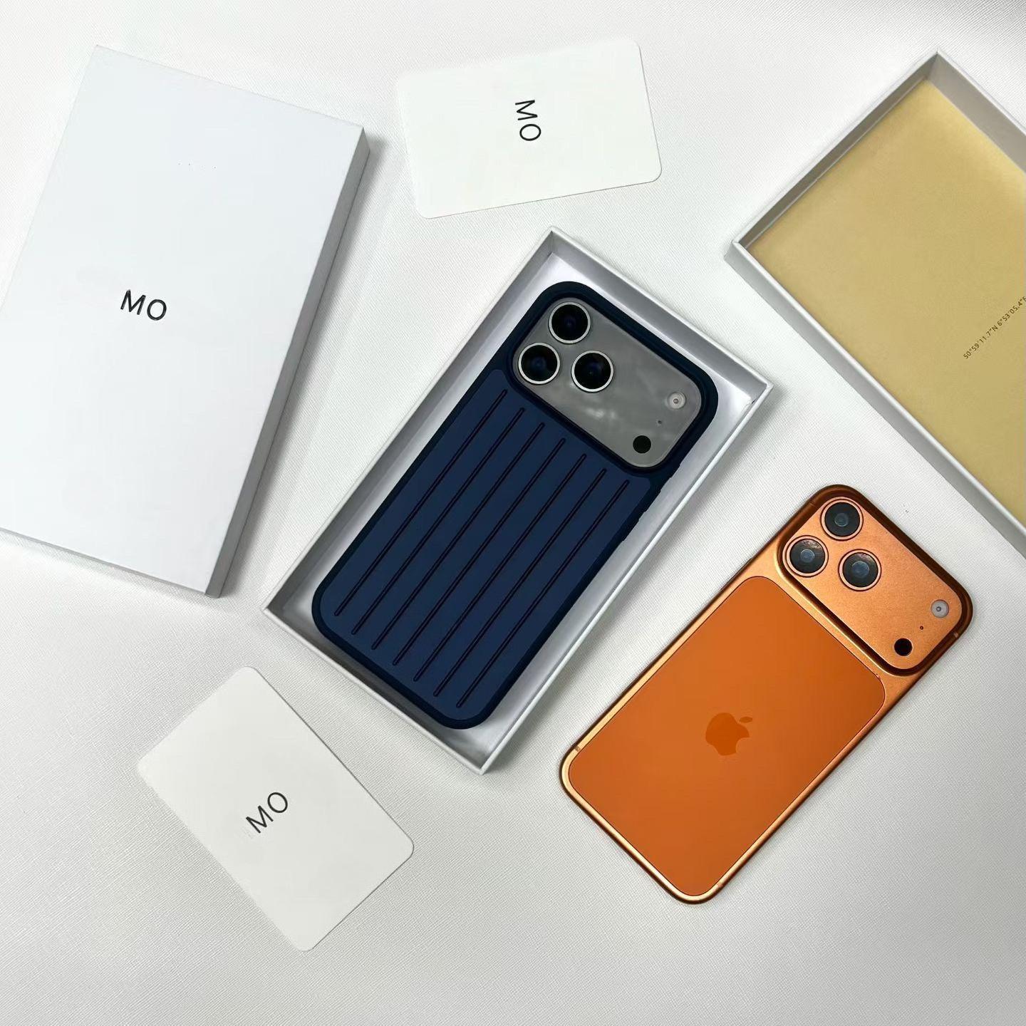 Aluminiumlegierung Für RIMOWA Luxus Business Gepäckkoffer Für IPhone 17 Pro Max 16 15 14 13 3D Wellenstreifen Stilvoll Verbessern Sturzsicher Schutzhülle iPhone17 Pro Max blau