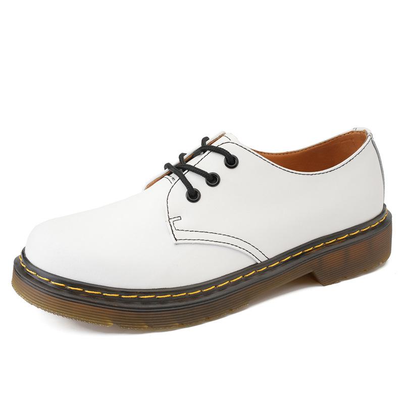 Modische Herrenschuhe aus Leder, Luxus-Outdoor-Marke, dicke Sohle, lässige Oxford-Schuhe für Männer, Schnürhalbschuhe, Rindersehnen-Laufsohle, Arbeitsschuhe 37 weiß