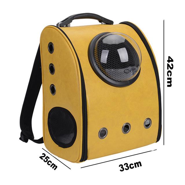 Ledertragetasche für Katzen, Rucksack für Katzen, transparente Tasche für Katzen, Haustierprodukt, Katzenrucksack, Fenster-Katzentragetasche, Rucksacktrage yellow