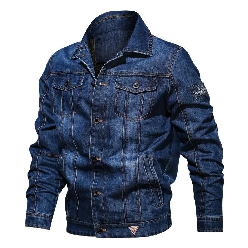 Herren Jeansjacke, einfarbig, Frühling/Herbst, lässig, Slim Fit, Bomberjacke, Jeansjacke, Outwear, Cowboy, Übergröße XXXL hellblaue