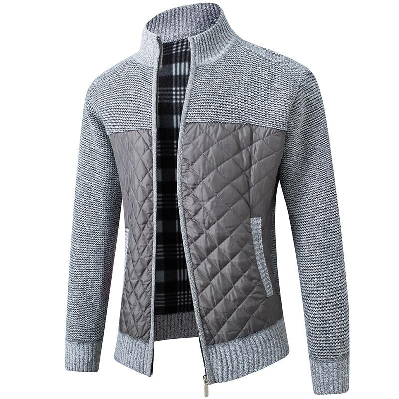 Herbst Winter Neue männer Jacke Slim Fit Stehkragen Zipper Jacke Männer Feste Dicke Warme Jacke Männer Pullover M licht grau