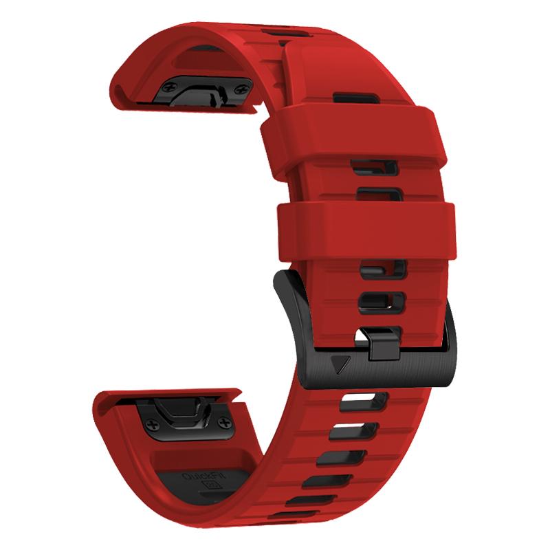 Schnellverschluss-Silikonarmband für Garmin Fenix 7 7X Pro Quatix 7 Pro Smart Watch Band für Garmin EPIX Pro Gen2 Enduro 26mm (Fenix 7X) schwarz rot