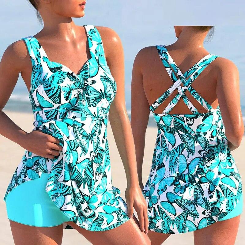 2024 hohe Taille Bikini Sexy Badeanzug Frauen Sommer Badeanzug Bikini Set Plus Size Bademode Frauen Strand Schwimmen Bikinis Set XXXL blau