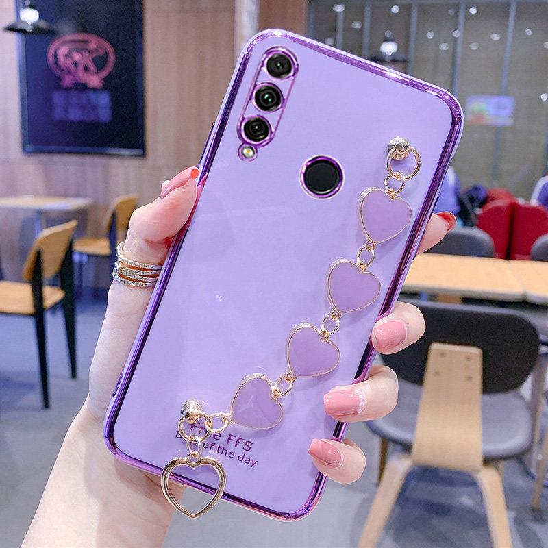 Für Huawei P30Lite Fall Luxus Galvani Herz Armband Halter Fällen Für Huawei P20 P30 P40 Lite Pro Mate 20 20X 30 Y9S Y7P P Smart 2021 violett