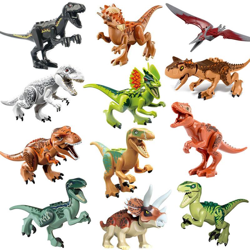 12 stücke Dinosaurier Tyrannosaurus Rex Triceratops Carnivore Taurosaur Double Crown Dragon Kind Junge Baustein Spielzeug brown