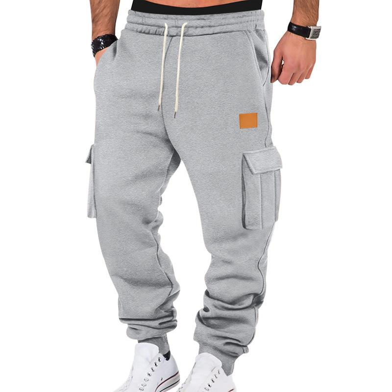 Neue Herren Herbst- und Winter-Sport- und Freizeithose Herren-Sport-Mehrfach-Taschen-Arbeitshose Jogginghose Herren XXXL licht grau