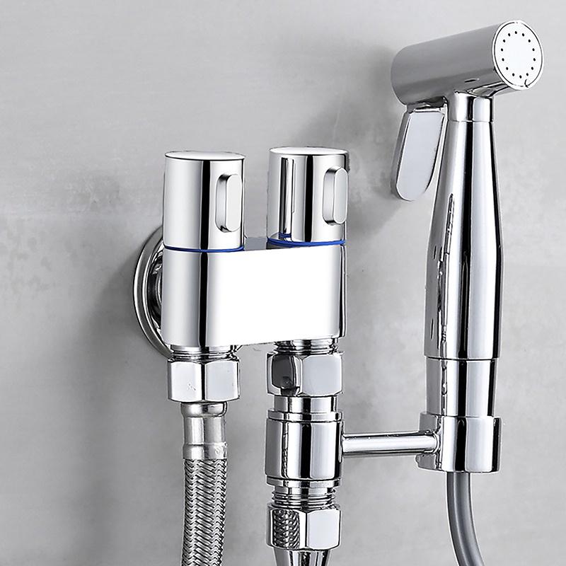 G1/2 Wandmontage Dusche Handbrause Bidet Wasserhahn Badewanne Wasserhahn Handbrause Duschkopf Eckventil Halterung Doppelauslass weiß