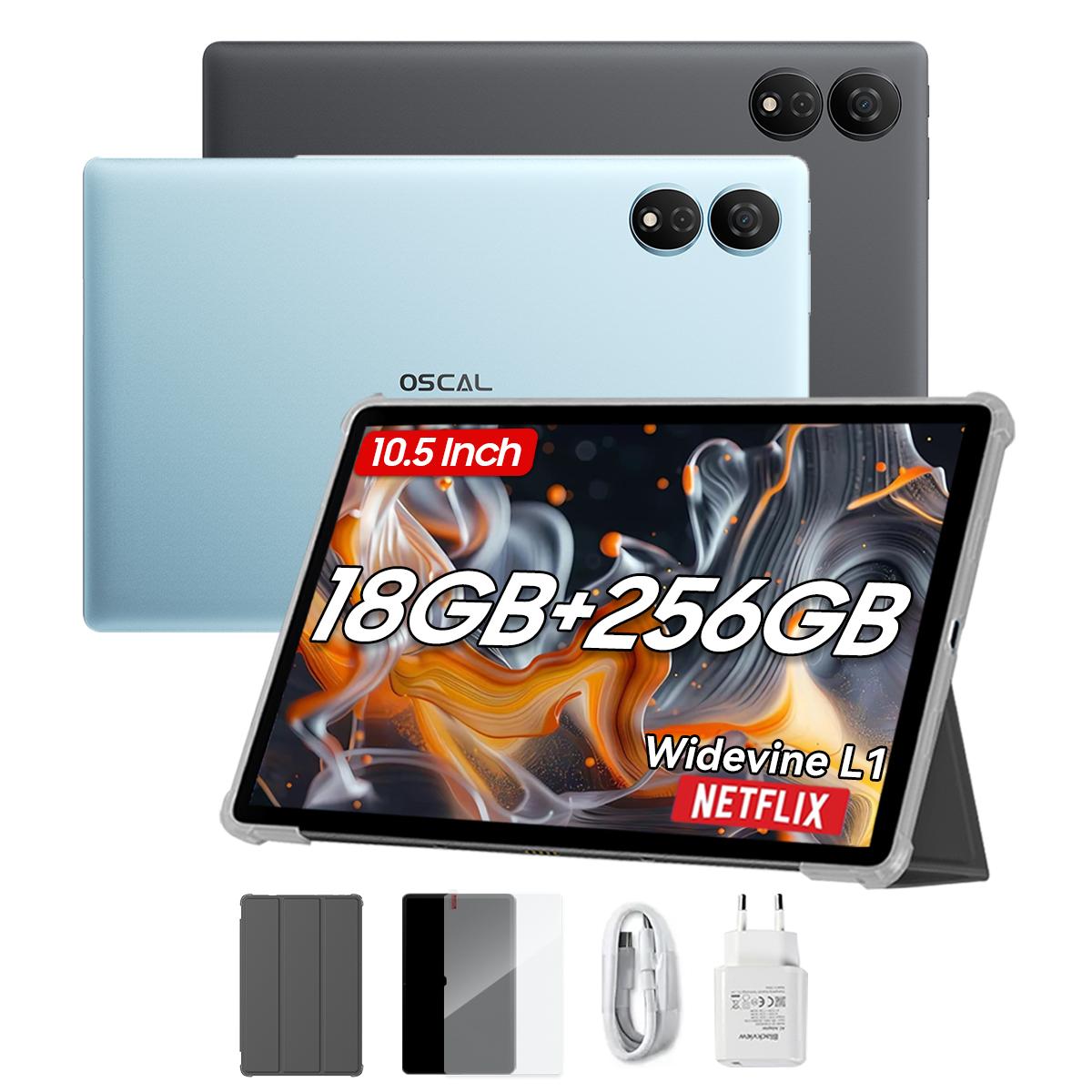 Oscal Pad 80 WiFi Android Set Tablet 10,51-Zoll FHD-Display, PC-Modus, Widevine L1, UNISOC T606, 18 GB RAM 256 GB ROM, 8200 mAh Akku only tablet grau