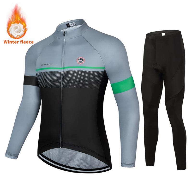 2024 Neue Winter-Fahrradbekleidung, Langarm-Fahrrad-Fleece-Set für Herren, Mountainbike-Outdoor-Winter-Fahrradbekleidung 3XL