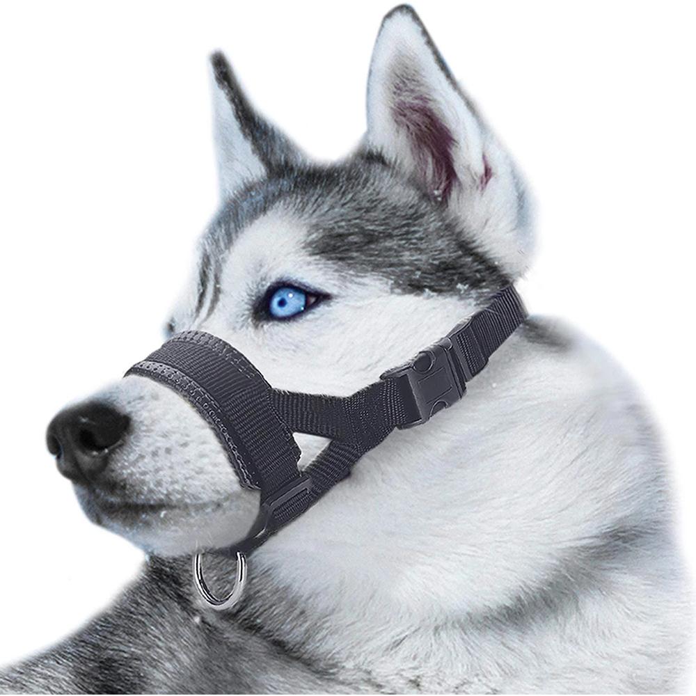 Maulkorb für Hunde aus weichem Nylon, Anti-Bell-Training, Mundmaske für kleine und große Hunde, verhindert Beißen, verstellbare Schlaufe L