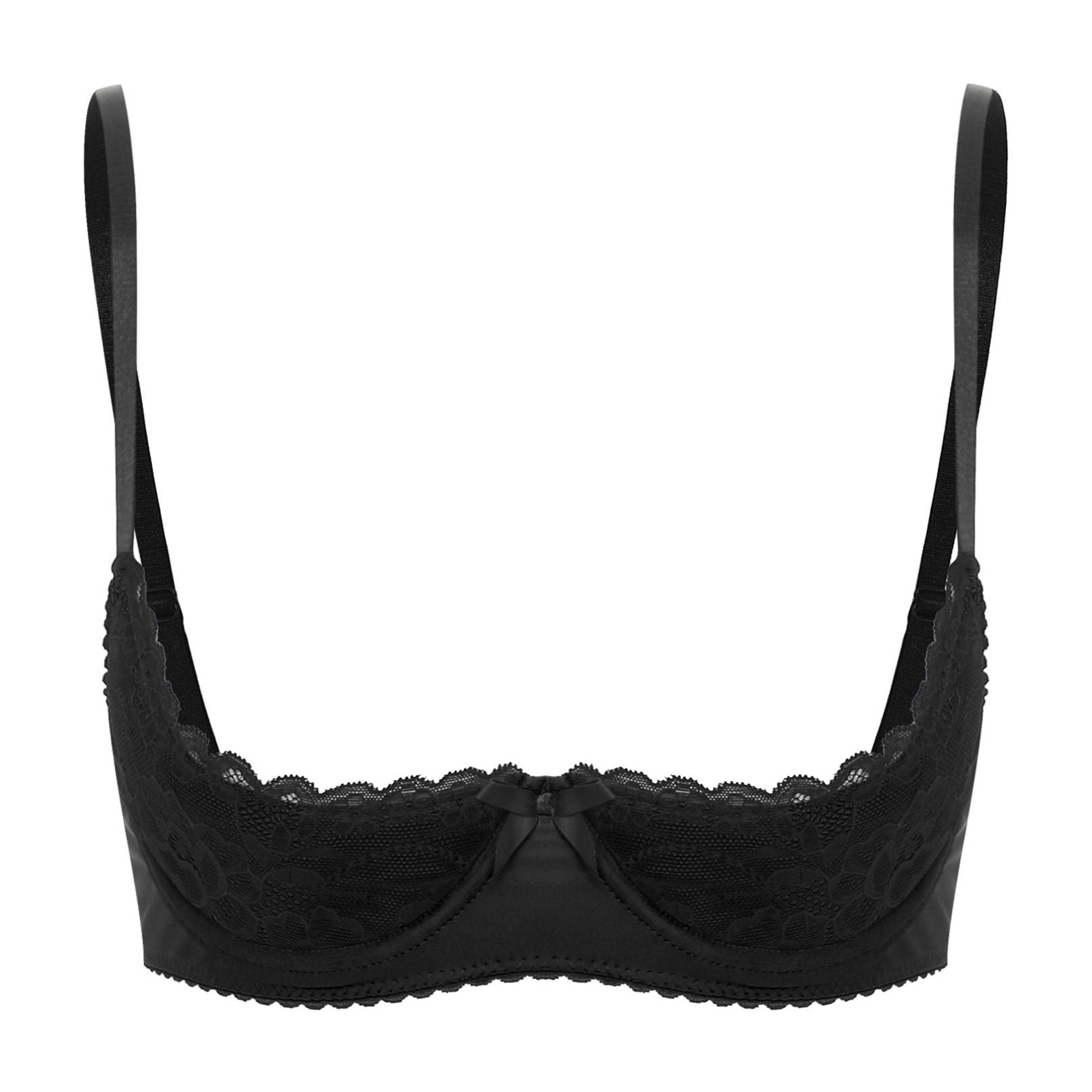 Frauen Push-Up-BH Bügel Bralette Unterwäsche Plus Size Atmungsaktive BHs Dessous S schwarz