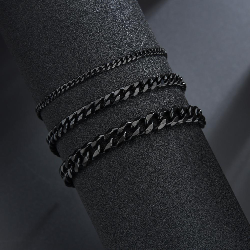 Herren- und Damenarmbänder, Edelstahl, kubanisches Kettenarmband, Herrenarmband-Zubehör, 3/5/7 mm breites Kettenarmband, Schmuck Width 7mm schwarz