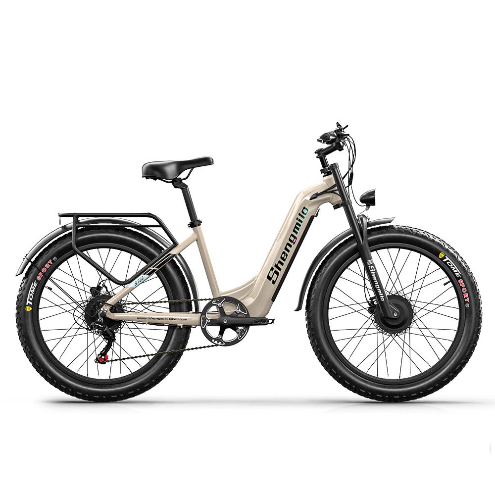 Shengmilo S700 Elektrofahrrad 2000W(Gipfel) 48V17.5Ah 26 Fat-Reifen Pedelec, Federgabel, Gepäckträger hinten für Stadtpendler & Offroad-Fahrer S700: 1500W 48V17.5Ah braun