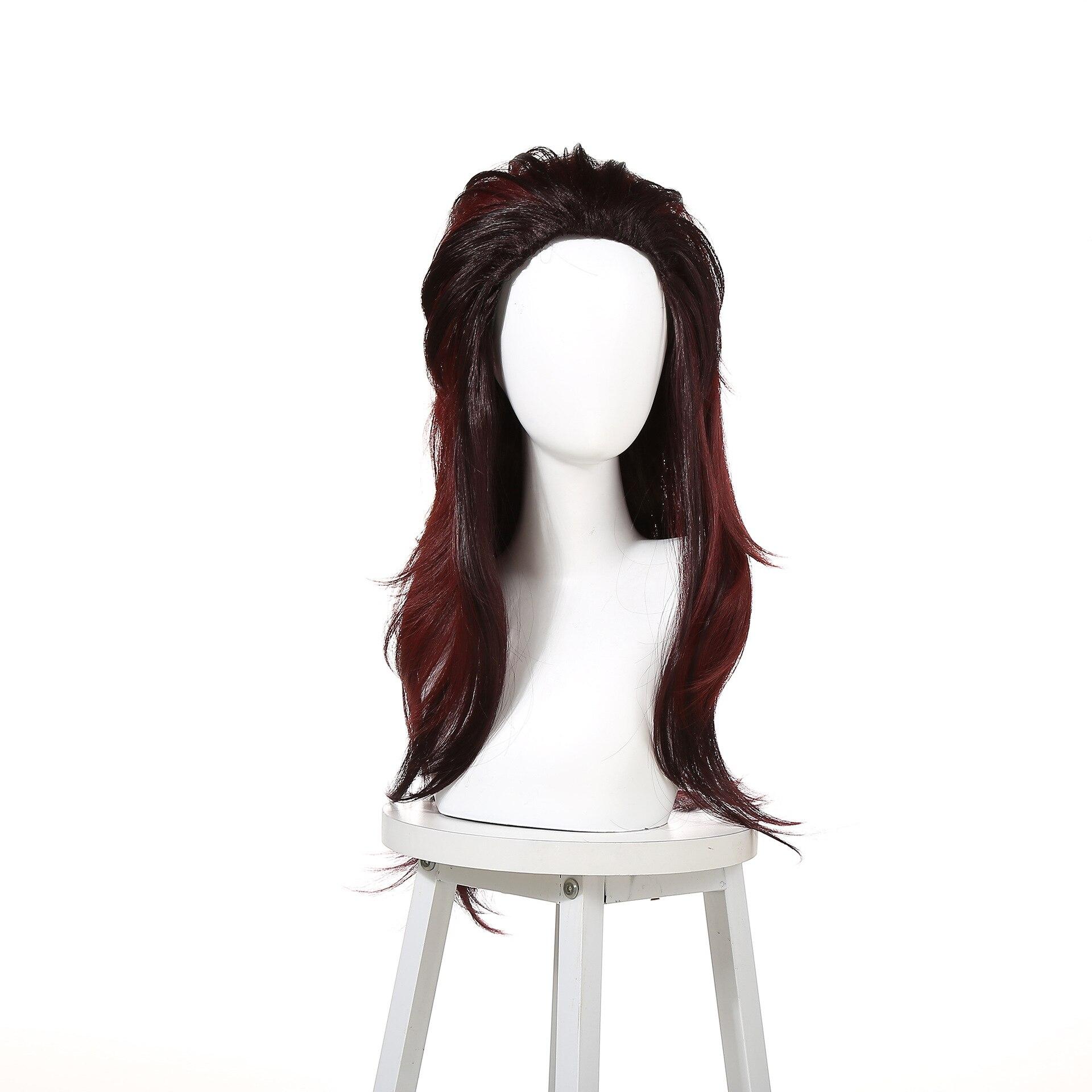 Frauen Männer Anime 60CM Teufel Klinge Sakumo Tanjiro Sexuelle Drehen Braun Gradienten Lange Haare Cosplay Perücke Cosplay Kostüme 60CM braun