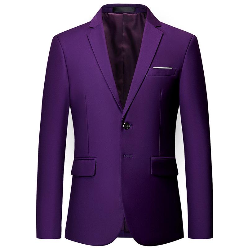 Business-Anzug, Hochzeitskleid, einfarbig, Zwei-Knopf-Anzug, Herren-Blazer 5XL violett