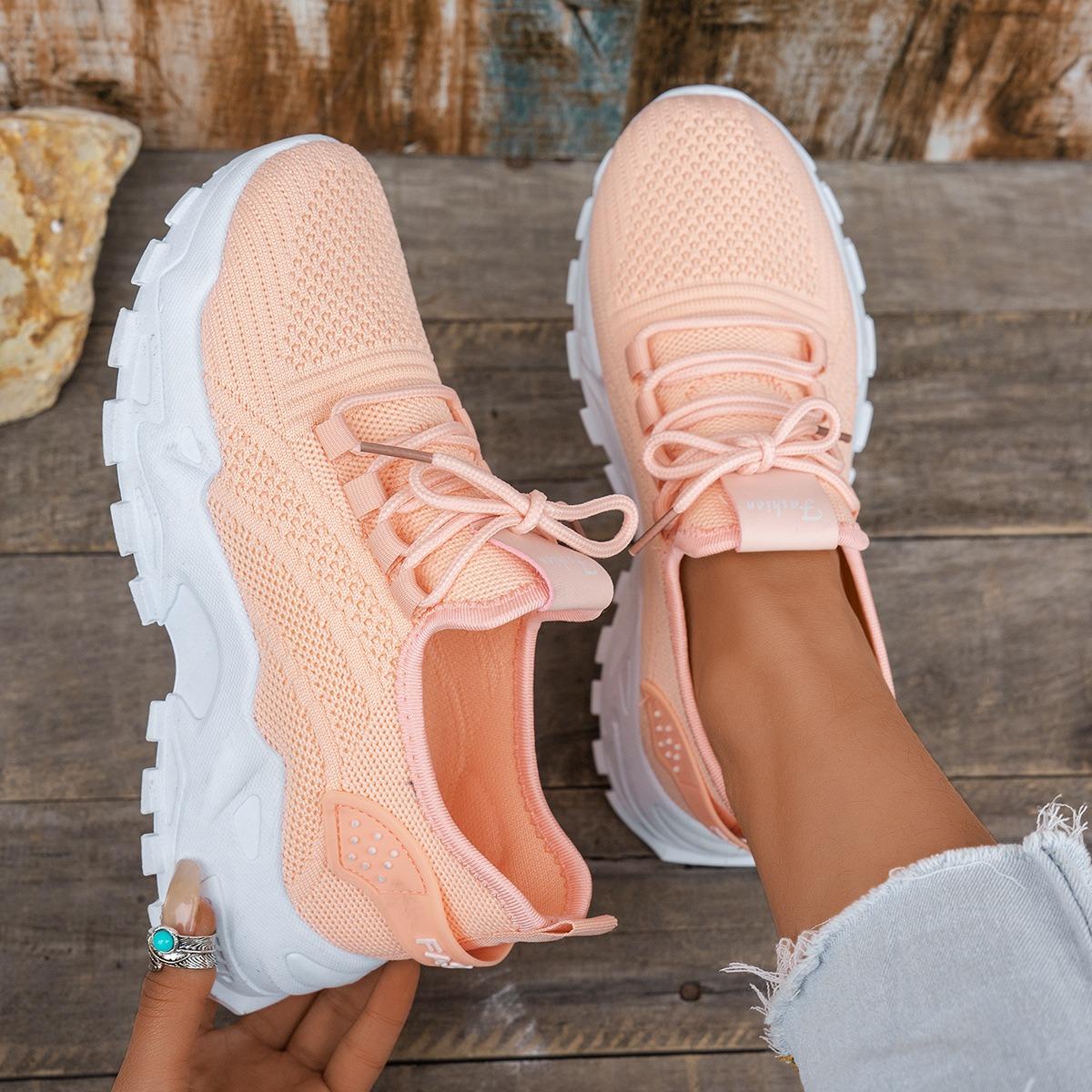 Damen, Freizeitschuhe, Gewebte Damenschuhe, Sportschuhe, Netzschuhe, Atmungsaktive Schuhe, Damenschuhe für alle Jahreszeiten 38 orange